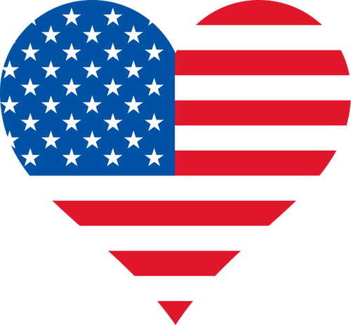 Vlajka USA uvnitÅ™ tvaru srdce