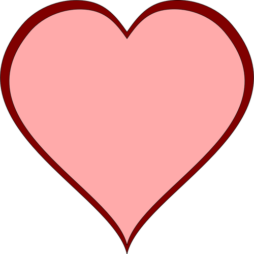 Rosa hjertet med rÃ¸de tykk linje grensen vektor image