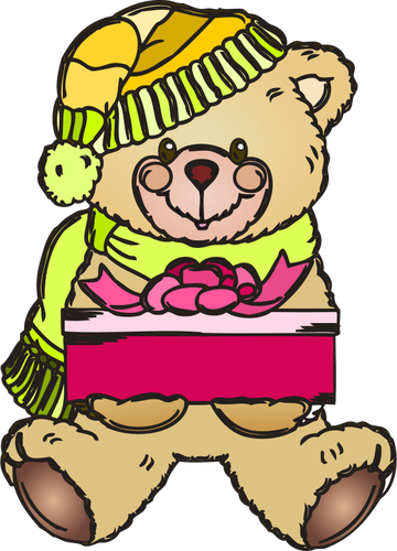 Holiday boneka beruang dengan hadiah vektor ilustrasi