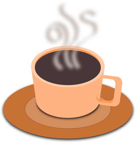 Vector illustraties van Oranje kopje koffie met schotel