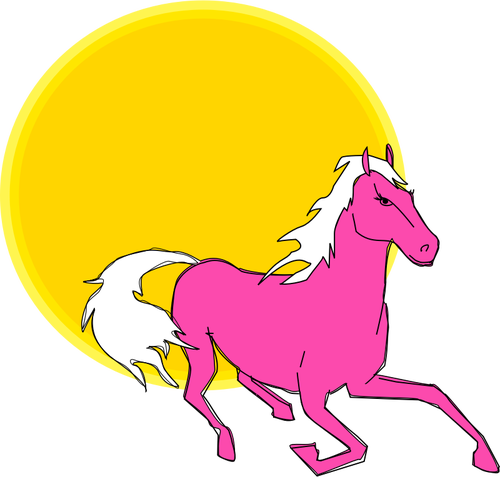 Clip-art de execuÃ§Ã£o cavalo-de-rosa no sol vetor