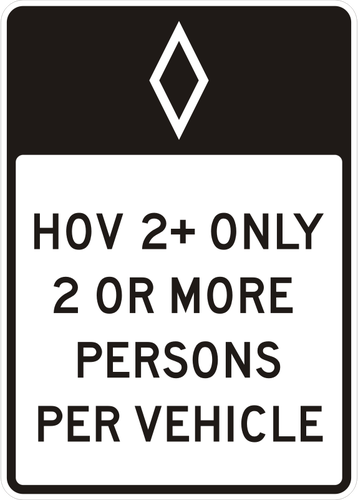 AutostradÄƒ semn pentru HOV vehicule de desen vector