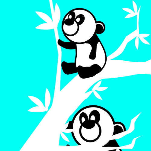 Dwa misie panda w drzewo