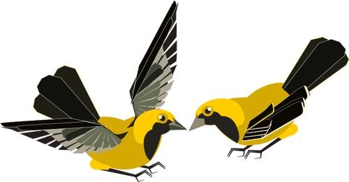 Seni klip vektor burung hitam dan kuning