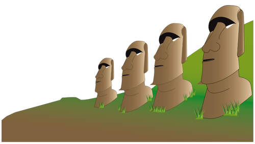 VektorovÃ© kreslenÃ­ soch Moai.