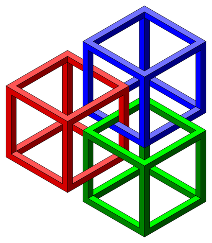 Vector de la imagen de cubos colores amarrado formando una ilusiÃ³n Ã³ptica