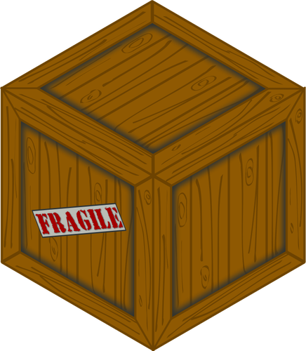 Vector image of of a wooden crate with a fragile load
