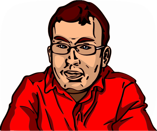 Vector illustration of man with glasses and red shirt