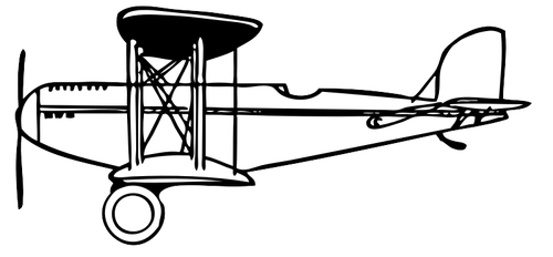 Clipart vectorial de una vista lateral de un biplano
