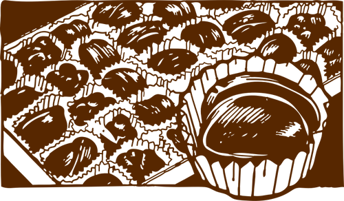 Vector de la imagen de la caja de magdalenas con una ampliada