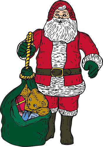 Santa Claus dan hadiah tas vektor