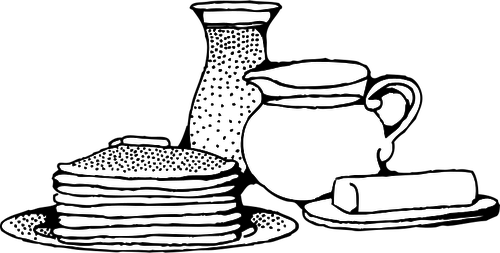 Breakfast vith pancakes vector illustration