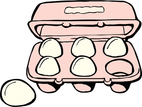 CartÃ³n de 6 huevos vector clip art