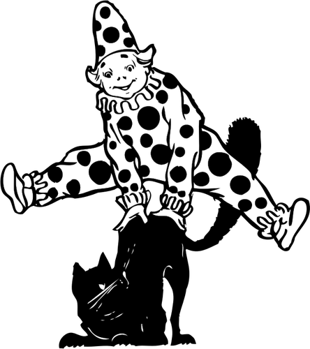 Vektor-Illustration von Clown springt Ã¼ber Katze