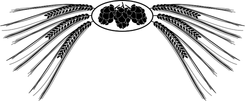 Vector image of black and white hops and barley