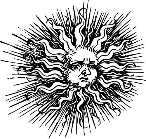 Matahari hias vektor ilustrasi