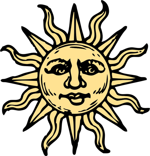 Antigua xilografÃ­a sol vector de la imagen