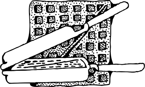 Waffle iron and waffle vector image