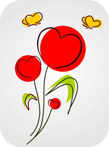 Flores con corazones vector clip art