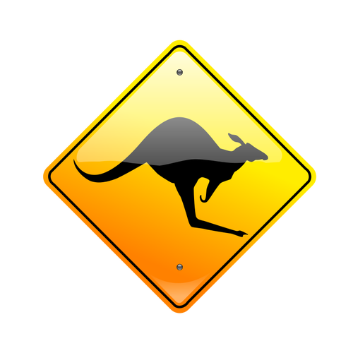 Kangourou sur attention route signe dessin vectoriel
