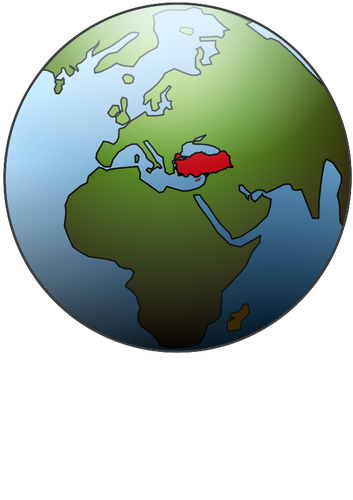 Turcia poziÅ£ia pe glob vector illustration