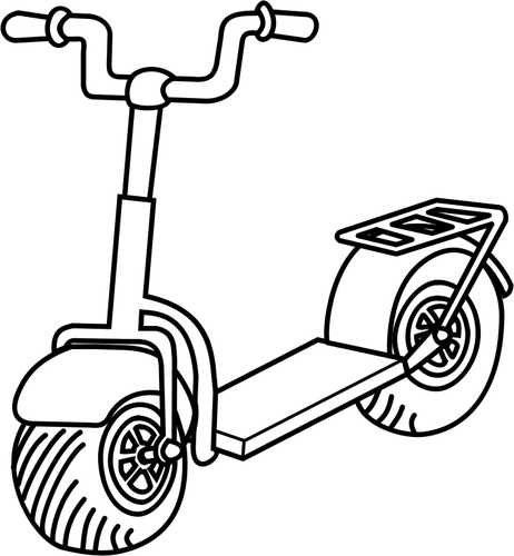 Line art vector image of kick scooter