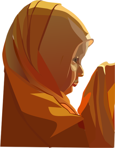 Illustrazione vettoriale di giovane donna pregare