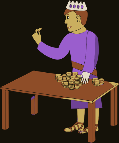 IlustraÃ§Ã£o em vetor de rei contando seu dinheiro