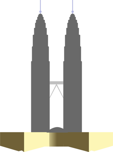 Petronas Twin Towers silueta vektorovÃ© kreslenÃ­