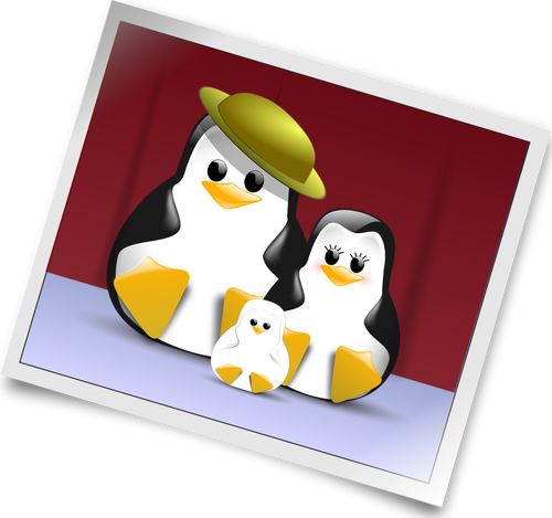 Illustrazione vettoriale di pinguino foto di famiglia