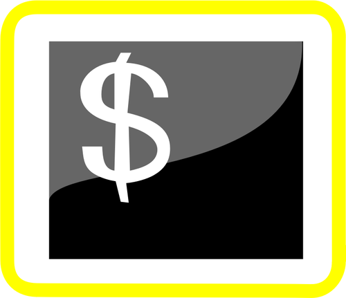 Clip-art vector de pictograma dinheiro com moldura amarela
