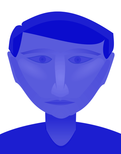 De man hoofd blauw