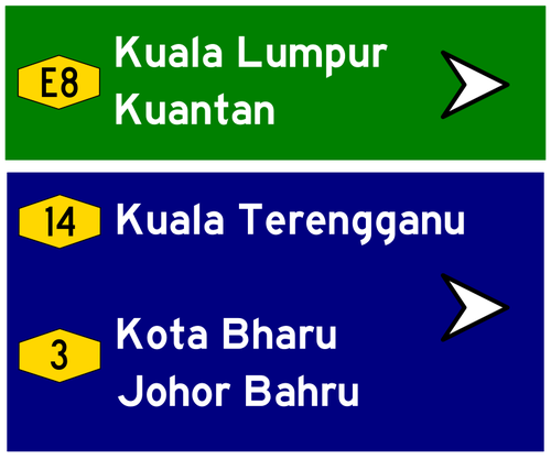 Tanda jalan Malaysia ke Kuala Lumpur vektor ilustrasi