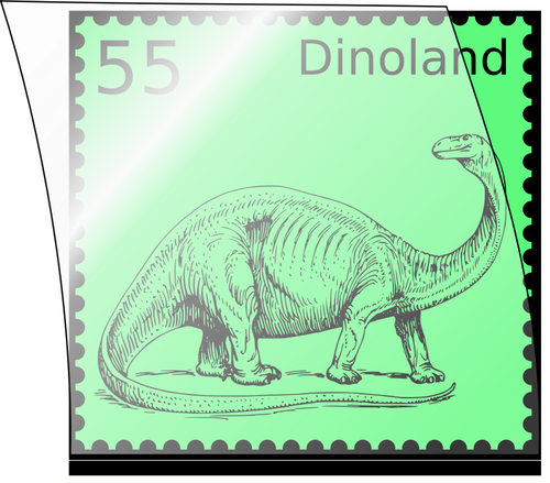 IlustraciÃ³n vectorial del sello postal de dinosaurio en una montura sello abierto