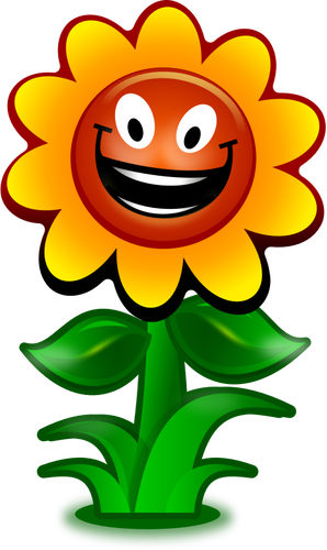 Vektorbild av spel blomma karaktÃ¤r leende
