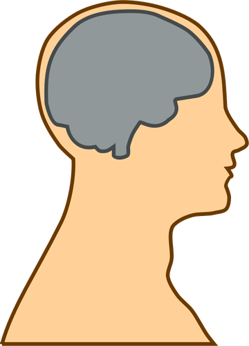 Silhouette of a brain inside a human vector illustration