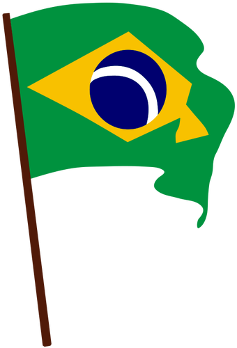 Bandiera del Brasile su disegno vettoriale di palo