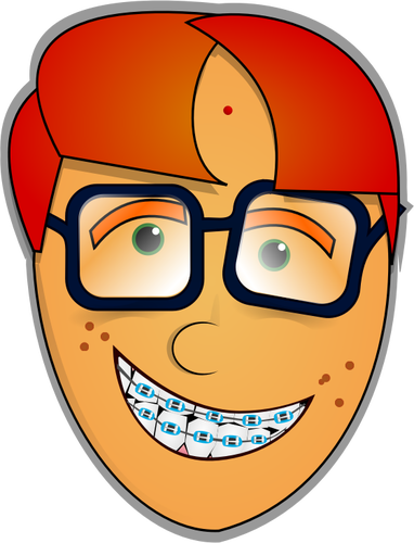 Vektorgrafikk utklipp nerd fyr med briller og tenner protese