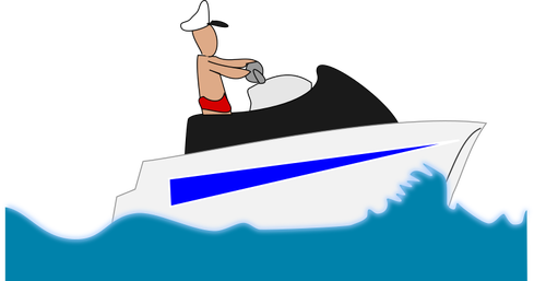 Imagen de hombre en baÃ±ador en un barco de ocio