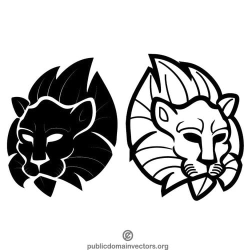 Lion svarte og hvite silhuetten