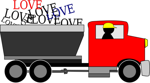 Vector image of love delivery truck