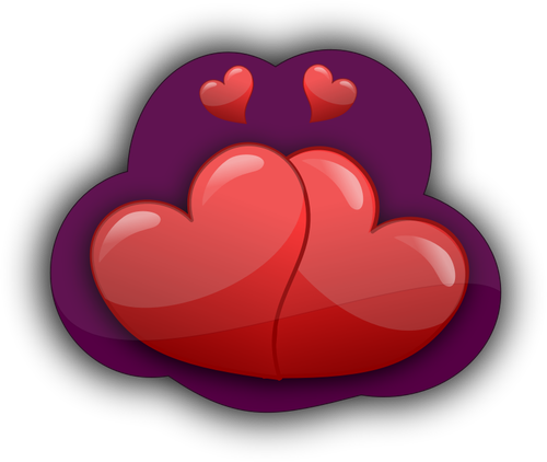 Grafica vectoriala de inimi iubitoare patru Ã®ntr-un balon violet