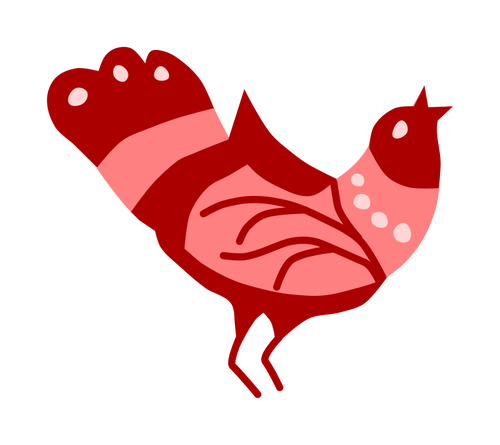 Czerwony sztuki ludowej ptak wektor clipart