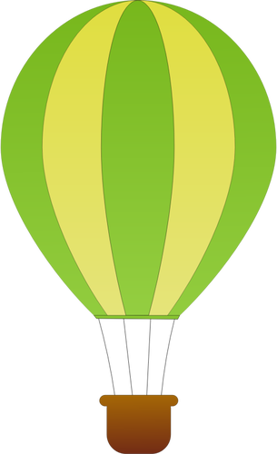 Verticale groene en gele strepen hete lucht ballon vector tekening