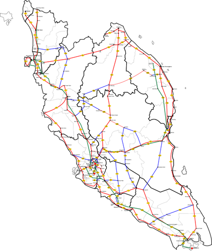 Semenanjung Malaysia rute utama peta