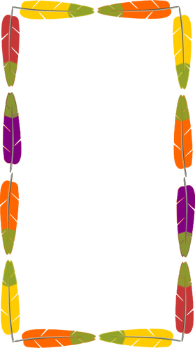 Desenho de moldura feita de penas de pÃ¡ssaro colorido
