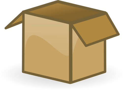 Vector tekening van open bruin kartonnen doos