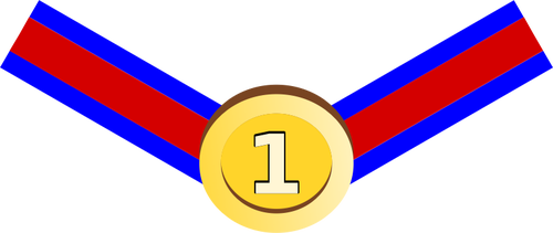 Grafika wektorowa zÅ‚oty medal z czerwonej i niebieskiej wstÄ…Å¼ki