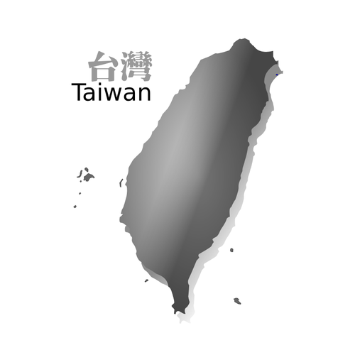 Mapa gris de imagen vectorial de TaiwÃ¡n
