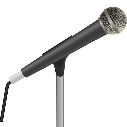 Grayscale microphone on stand vector drawing